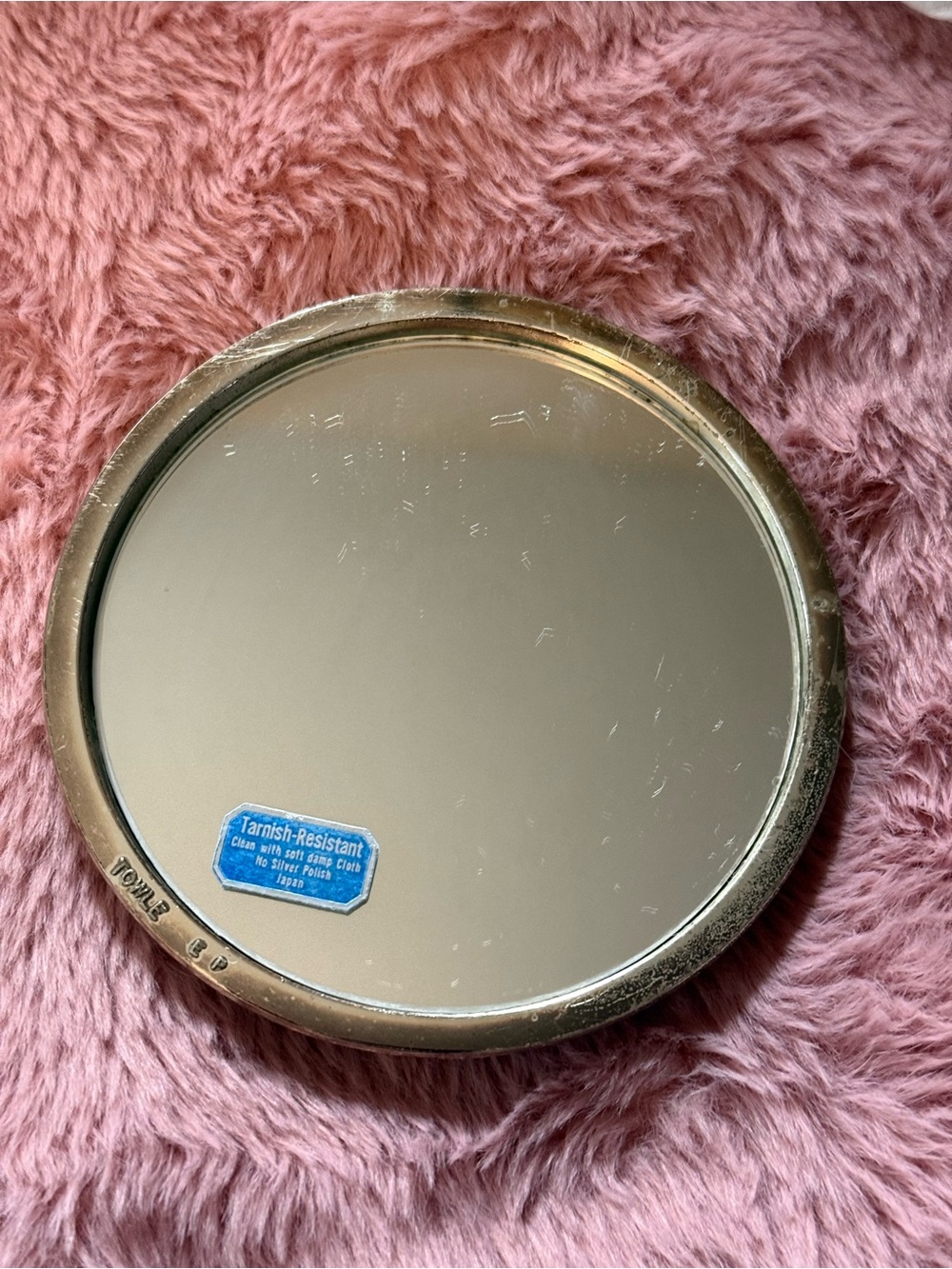 Size 4.5" - Towle Silversmiths Vintage Ornate Repousse Mirror Vanity Perfume Tra